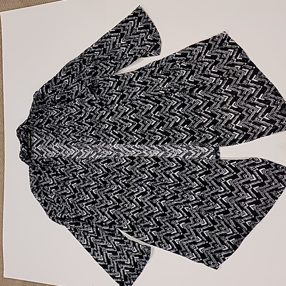 Always Indigo Chevron Pattern Lightweight Open Knit Cardigan Black White L - Picture 2 of 11